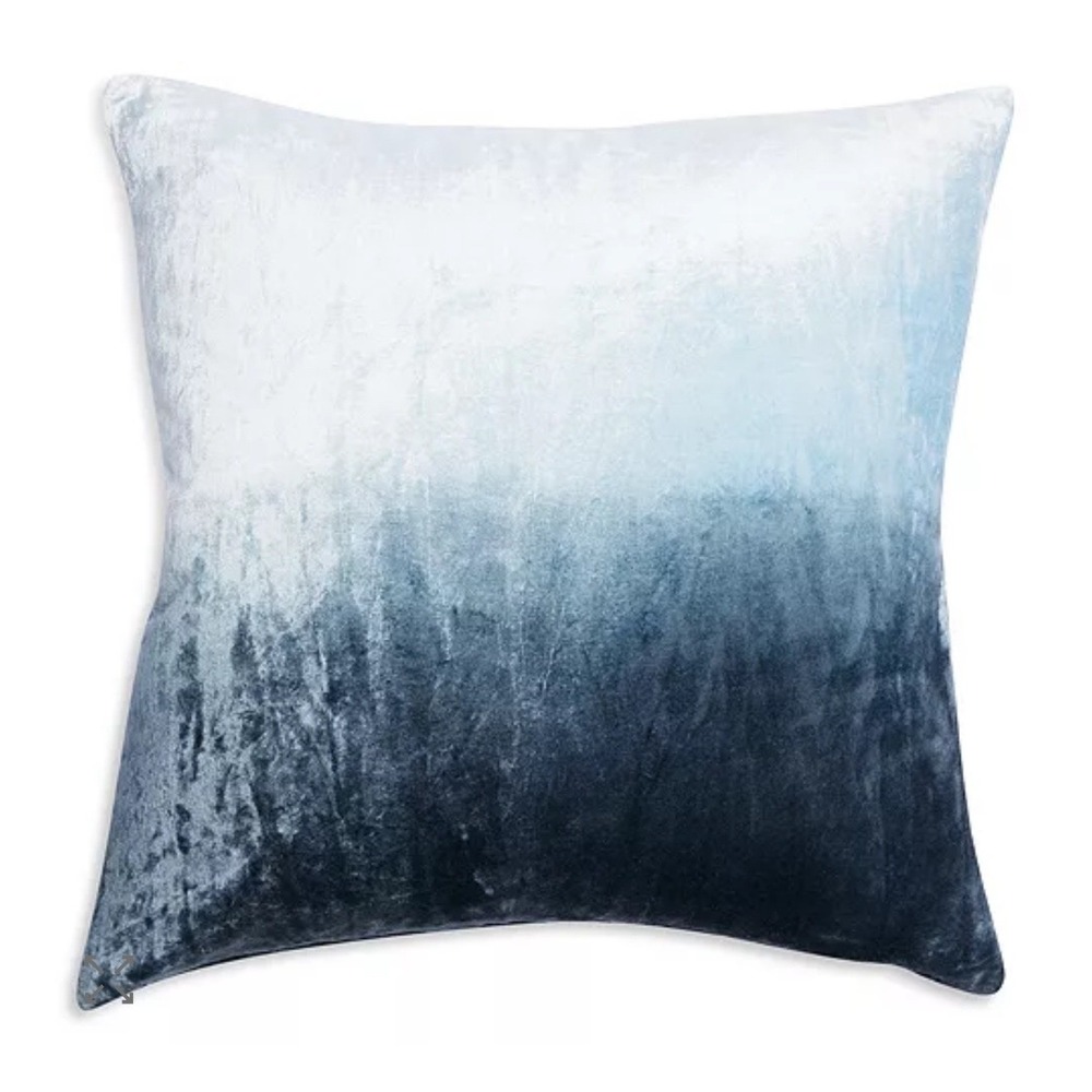 Aqua Velvet Blue  Ombré  20"x20" Square Decorative Pillow, limited edition